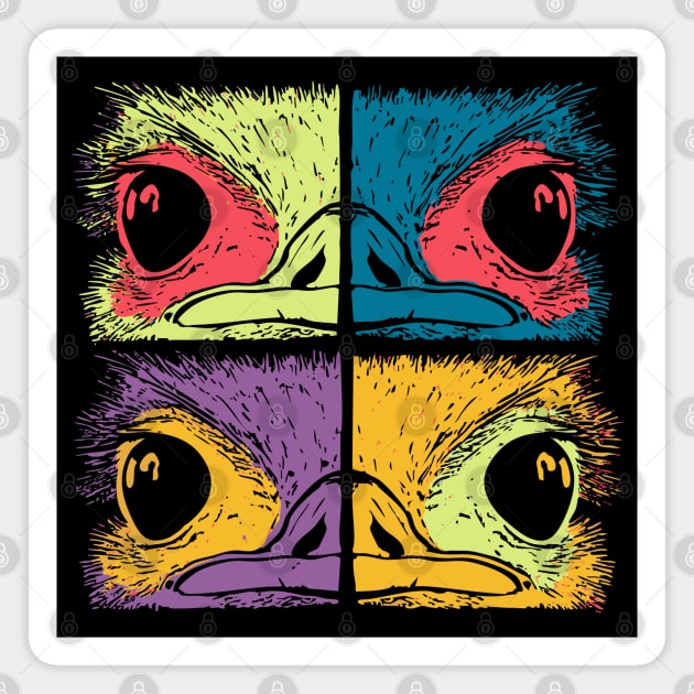 Mosaic Ostrich Head – Retro Geometric Wildlife Art Magnet by TuncGK